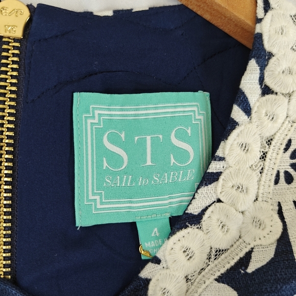 Tuckernuck Sail To Sable NWT Basket Weave Drop Fit & Flare Dress in Navy Sun 4 - Picture 9 of 14